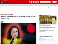 Bild zum Artikel: Landtagsabgeordneter 'begrüßt' Fernbleiben - SPD-Chefin unerwünscht? Nahles sagt kurzfristig Wahlkampfauftritt in Bayern ab