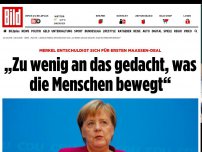 Bild zum Artikel: Merkel entschuldigt sich - „Zu wenig an das gedacht, was die Menschen bewegt“