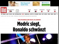 Bild zum Artikel: Weltfußballer-Wahl in London - Modric siegt, Ronaldo schwänzt