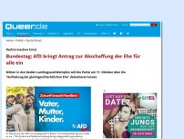 Bild zum Artikel: Bundestag: AfD bringt Antrag zur Abschaffung der Ehe für alle ein