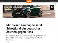 Bild zum Artikel: Mit dieser Kampagne setzt Schottland ein deutliches Zeichen gegen Hass