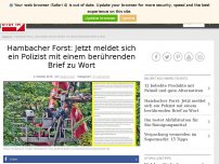 Bild zum Artikel: Hambacher Forst: Jetzt meldet sich ein Polizist mit einem berührenden Brief zu Wort