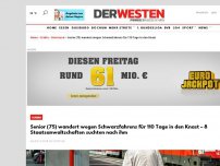 Bild zum Artikel: Senior (75) wandert wegen Schwarzfahrens für 110 Tage in den Knast –  8 Staatsanwaltschaften suchten nach ihm