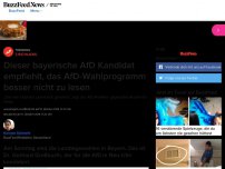 Bild zum Artikel: Dieser bayerische AfD Kandidat empfiehlt, das AfD-Wahlprogramm besser nicht zu lesen