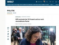 Bild zum Artikel: SPD erstmals bei 15 Prozent und nur noch viertstärkste Partei