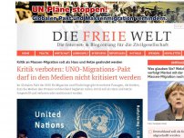 Bild zum Artikel: Kritik verboten: UNO-Migrations-Pakt darf in den Medien nicht kritisiert werden