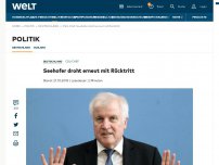 Bild zum Artikel: Seehofer droht erneut mit Rücktritt