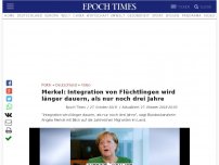 Bild zum Artikel: Merkel: Integration von Flüchtlingen wird länger dauern, als nur noch drei Jahre