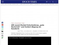 Bild zum Artikel: AfD nennt Merkel-Entscheidung „gute Nachricht“ und fordert Abgang als Kanzlerin