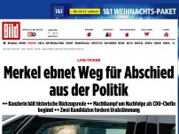 Bild zum Artikel: Beben in der Union - Merkel will nicht mehr für CDU-Vorsitz kandidieren