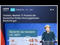 Bild zum Artikel: Tschüss, Merkel: 71 Prozent der Deutschen finden ihren geplanten Rücktritt gut