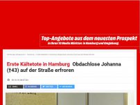 Bild zum Artikel: Erste Kältetote in Hamburg: Obdachlose Johanna (†43) auf der Straße erfroren