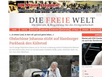 Bild zum Artikel: Obdachlose Johanna stirbt auf Hamburger Parkbank den Kältetod