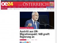 Bild zum Artikel: Austritt aus UN-Migrationspakt: VdB mahnt Regierung