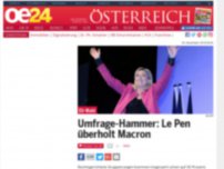 Bild zum Artikel: Umfrage-Hammer: Le Pen überholt Macron