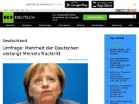 Bild zum Artikel: Umfrage: Mehrheit der Deutschen verlangt Merkels Rücktritt