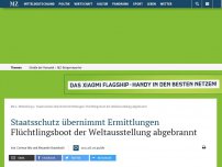 Bild zum Artikel: Brandanschlag in Wittenberg?: Flüchtlingsboot der Weltausstellung abgebrannt
