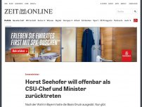 Bild zum Artikel: Horst Seehofer will als CSU-Chef zurücktreten