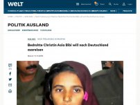 Bild zum Artikel: Bedrohte Christin Asia Bibi will nach Deutschland ausreisen