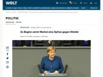 Bild zum Artikel: Zu Beginn setzt Merkel eine Spitze gegen Weidel