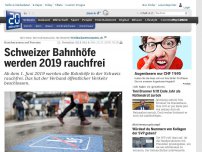 Bild zum Artikel: Raucherzonen auf Perrons: Schweizer Bahnhöfe werden 2019 rauchfrei