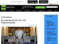 Bild zum Artikel: Bundestag stimmt für UN-Migrationspakt