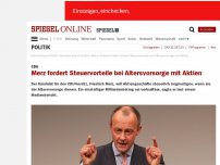 Bild zum Artikel: CDU: Merz fordert Steuervorteile bei Altersvorsorge mit Aktien