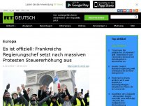 Bild zum Artikel: Es ist offiziell: Frankreichs Regierungschef setzt nach massiven Protesten Steuererhöhung aus