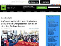 Bild zum Artikel: Aufstand weitet sich aus: Studenten, Schüler und Energiesektor schließen sich den Gelbwesten an