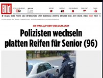 Bild zum Artikel: Ganz große Klasse! - Polizei wechselt Senior (96) platten Reifen
