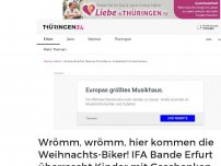 Bild zum Artikel: Wrömm, wrömm, hier kommen die Weihnachts-Biker! IFA Bande Erfurt überrascht Kinder mit Geschenken
