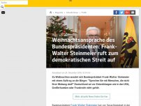 Bild zum Artikel: Weihnachtsansprache des Bundespräsidenten: Frank-Walter Steinmeier ruft zum demokratischen Streit auf