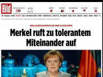Bild zum Artikel: Neujahrsansprache der Kanzlerin - Merkel ruft zu tolerantem Miteinander auf