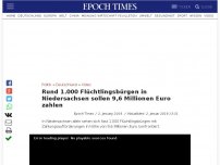 Bild zum Artikel: Rund 1.000 Flüchtlingsbürgen in Niedersachsen sollen 9,6 Millionen Euro zahlen