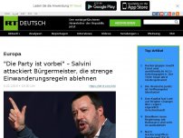 Bild zum Artikel: 'Die Party ist vorbei' – Salvini attackiert Bürgermeister, die strenge Einwanderungsregeln ablehnen