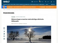 Bild zum Artikel: Meteorologen erwarten mehrwöchige sibirische Kältewelle 
