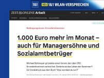 Bild zum Artikel: Bedingungsloses Grundeinkommen: 1.000 Euro mehr im Monat – auch für Managersöhne und Sozialamtbetrüger