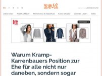 Bild zum Artikel: Warum Kramp-Karrenbauers Position zur Ehe für alle nicht nur daneben, sondern sogar gefährlich ist