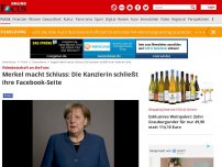 Bild zum Artikel: Videobotschaft an die Fans - Merkel macht Schluss: Die Kanzlerin schließt ihre Facebook-Seite