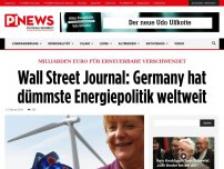 Bild zum Artikel: Milliarden Euro für Erneuerbare verschwendet Wall Street Journal: Germany hat dümmste Energiepolitik weltweit
