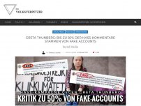 Bild zum Artikel: Greta Thunberg: Bis zu 50% der Hass-Kommentare stammen von Fake Accounts