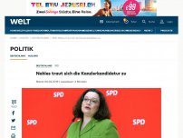 Bild zum Artikel: Nahles traut sich die Kanzlerkandidatur zu