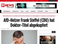 Bild zum Artikel: Prominente Altparteien-Politiker im Fadenkreuz der Plagiatsjäger AfD-Hetzer Frank Steffel (CDU) hat Doktor-Titel abgekupfert