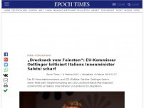 Bild zum Artikel: „Drecksack vom Feinsten“: EU-Kommissar Oettinger kritisiert Italiens Innenminister Salvini scharf