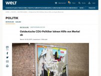 Bild zum Artikel: Ostdeutsche CDU-Politiker lehnen Hilfe von Merkel ab