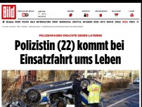 Bild zum Artikel: Polizeiwagen von Laternenpfahl durchbohrt - Polizistin kommt bei Einsatzfahrt ums Leben