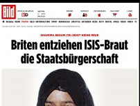 Bild zum Artikel: Shamima Begum zeigt keine Reue - Briten erkennen ISIS-Braut Staatsbürgerschaft ab