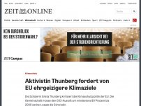 Bild zum Artikel: Klimaschutz : Aktivistin Thunberg fordert von EU ehrgeizigere Klimaziele
