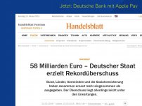 Bild zum Artikel: Haushalt: 58 Milliarden Euro – Deutscher Staat erzielt Rekordüberschuss