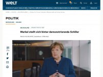 Bild zum Artikel: Merkel stellt sich hinter demonstrierende Schüler